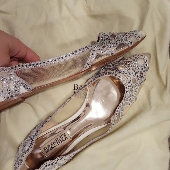 Badgley Mischka Gigi Crystal Embelished Flats - Picture 2 of 8